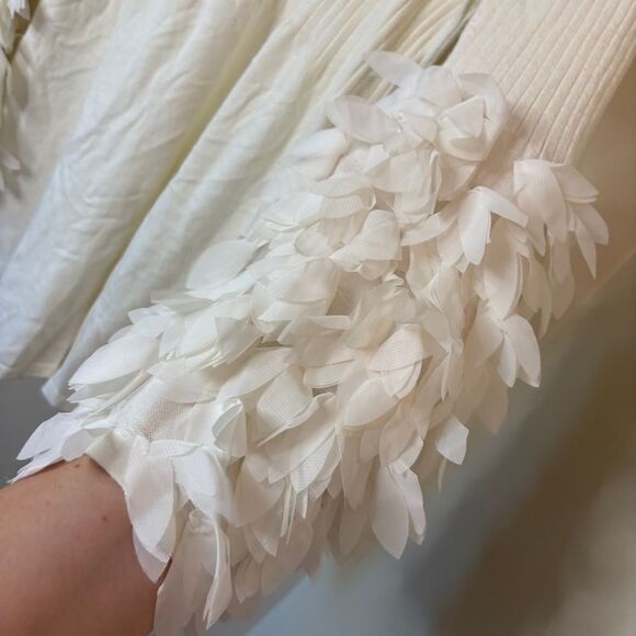 Tyler Boe Cream Knit Mock Neck Sweater Dress Textured Long Sleeves Women's M gre - Picture 13 of 14